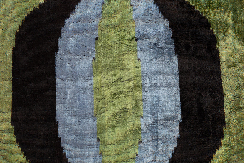 Handmade Velvet Throw Pillow - 16x16 Inches, Naturally Vegetable-Dyed, Premium Down Feather Insert - Green, Black, and Gray Abstract Design, Luxury Home Decor Accent-3