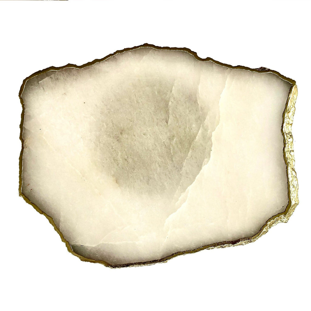 Small White Agate/Single Piece/Crystal/Gemstone/Quartz Organic Edge Side/Drink/Table-1