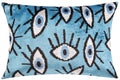 Canvello Handmade Velvet Evil Eye Pillow – 16x24 Luxury Decorative Throw Cushion for Home Decor – Feather Down Insert, Vegetable-Dyed, Vibrant Blue Accent-0